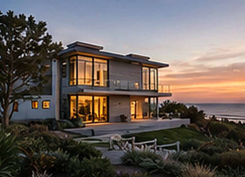 Outdoor living technology installed on a bluff-top deck above the Carpinteria coastline