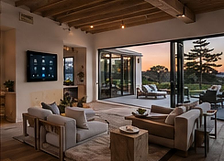 Hidden technology panel integrated into a private estate wall