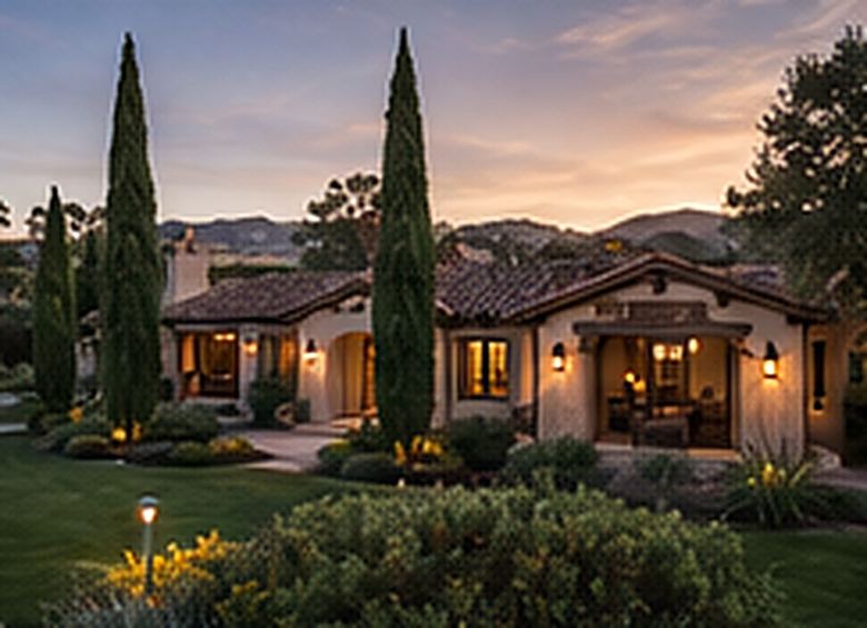 Outdoor entertaining space on a Santa Ynez ranch estate