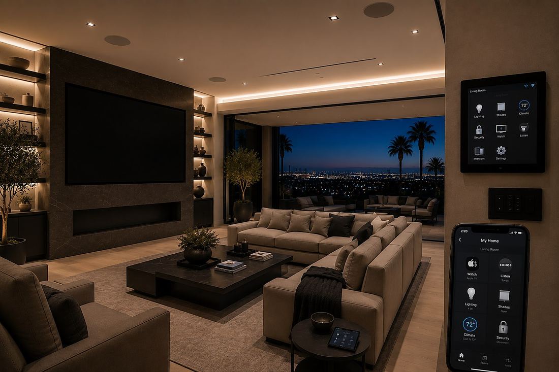 Smart home control interface integrated into a luxury living space